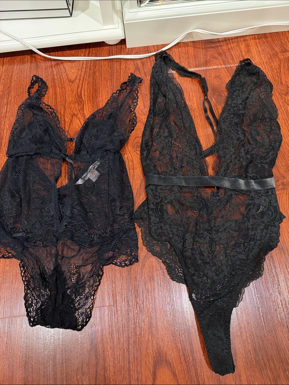 Victoria’s Secret Black Lace V-Neck Teddy Bodysuit - Women Intimates
